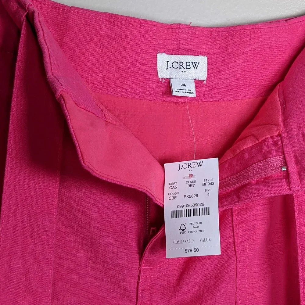 J. Crew Linen-Cotton Utility Skirt Pink sz 4